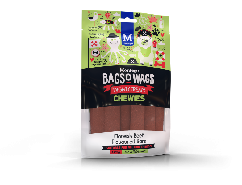 BAGS O'WAGS  BEEF BARS 120G CHEWIES