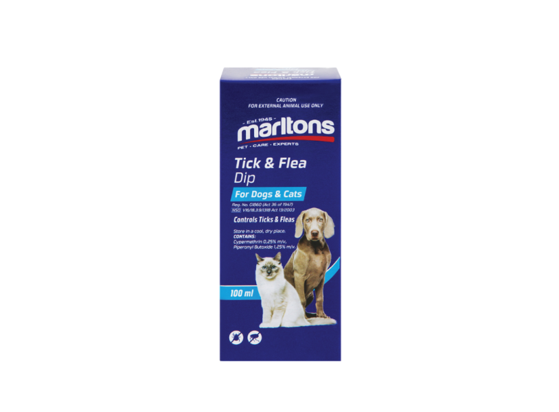 MARLTONS TICK & FLEA DIP 100ML FOR DOGS & CAT