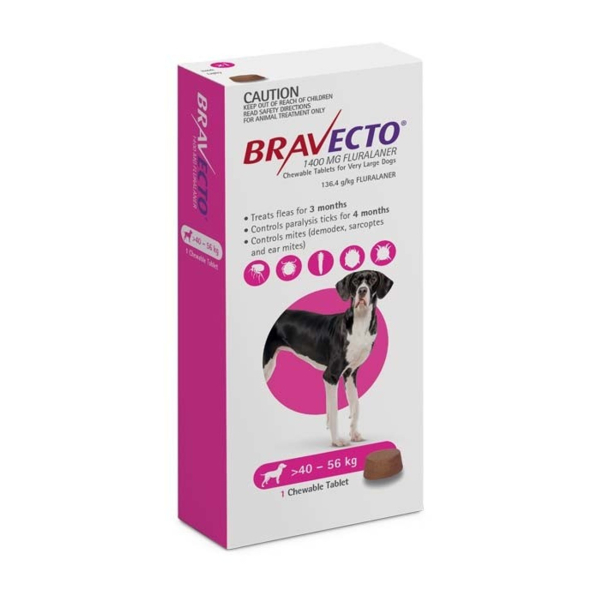 BRAVECTO CHEW XL DOG 40KG-56KG PINK