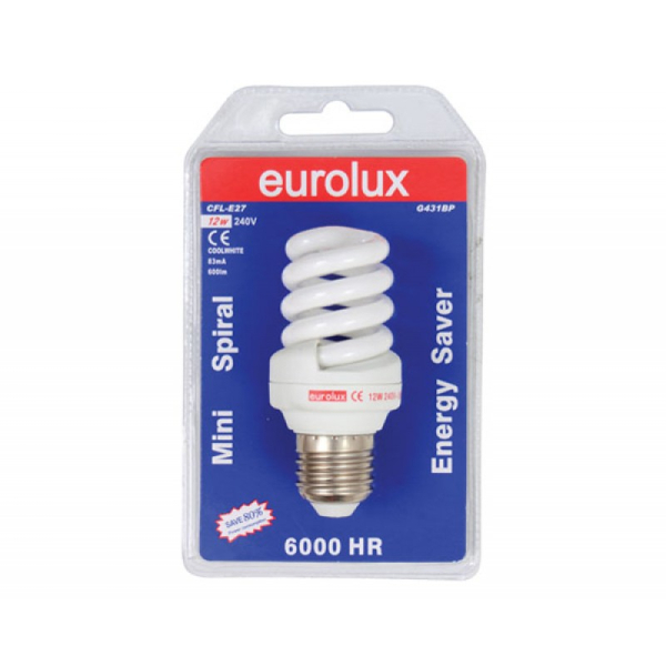 EUROLUX LAMP CFL SPIRAL 12W E27 CW BP