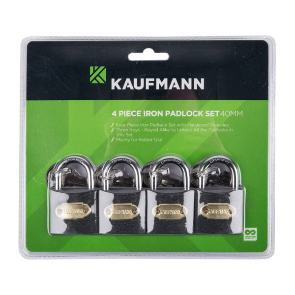 KAUFMANN STEEL LOCK SET 4 PC 30MM