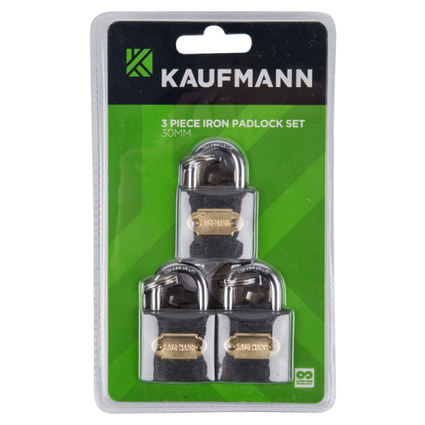 KAUFMANN STEEL LOCK SET 3 PC 30MM